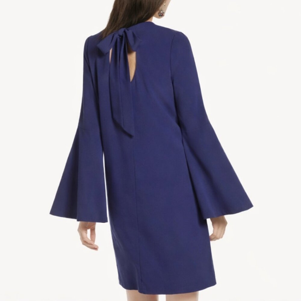 Halogen Women’s Bell Sleeve Shift Dress Small Navy Blue